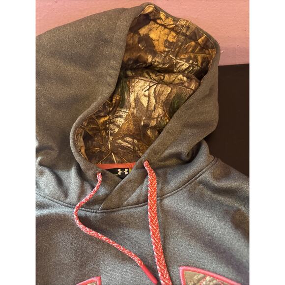 Under Armour Women's Size Medium Semi-Fitted Gray Camo Logo Pullover Hoodie Pink - Picture 4 of 7